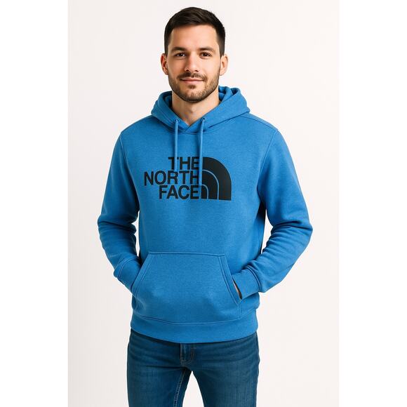 The North Face Pullover Hoodie Medium Men Blue Logo Lightweight - Picture 1 of 9